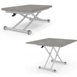 IDMarket Table basse relevable en table à manger moderne avec plateau effet béton* Collection Design|Collection Contemporaine