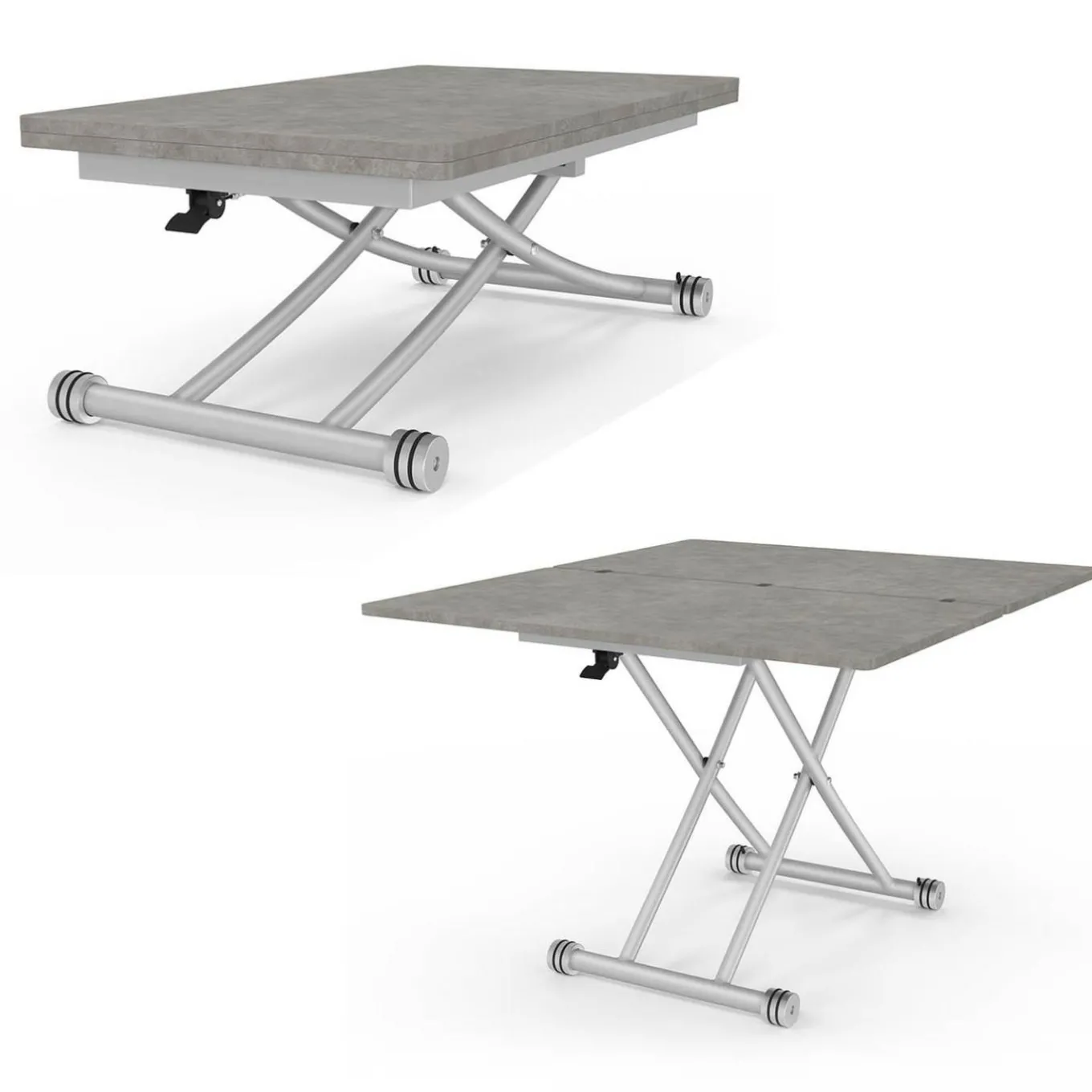 IDMarket Table basse relevable en table à manger moderne avec plateau effet béton* Collection Design|Collection Contemporaine