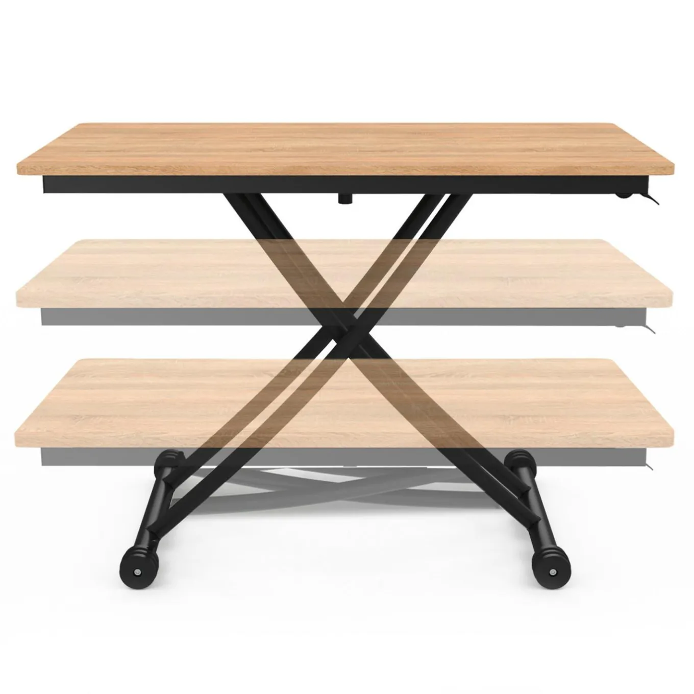 IDMarket Table basse relevable en table à manger industrielle* Salon Complet|Tables Basses