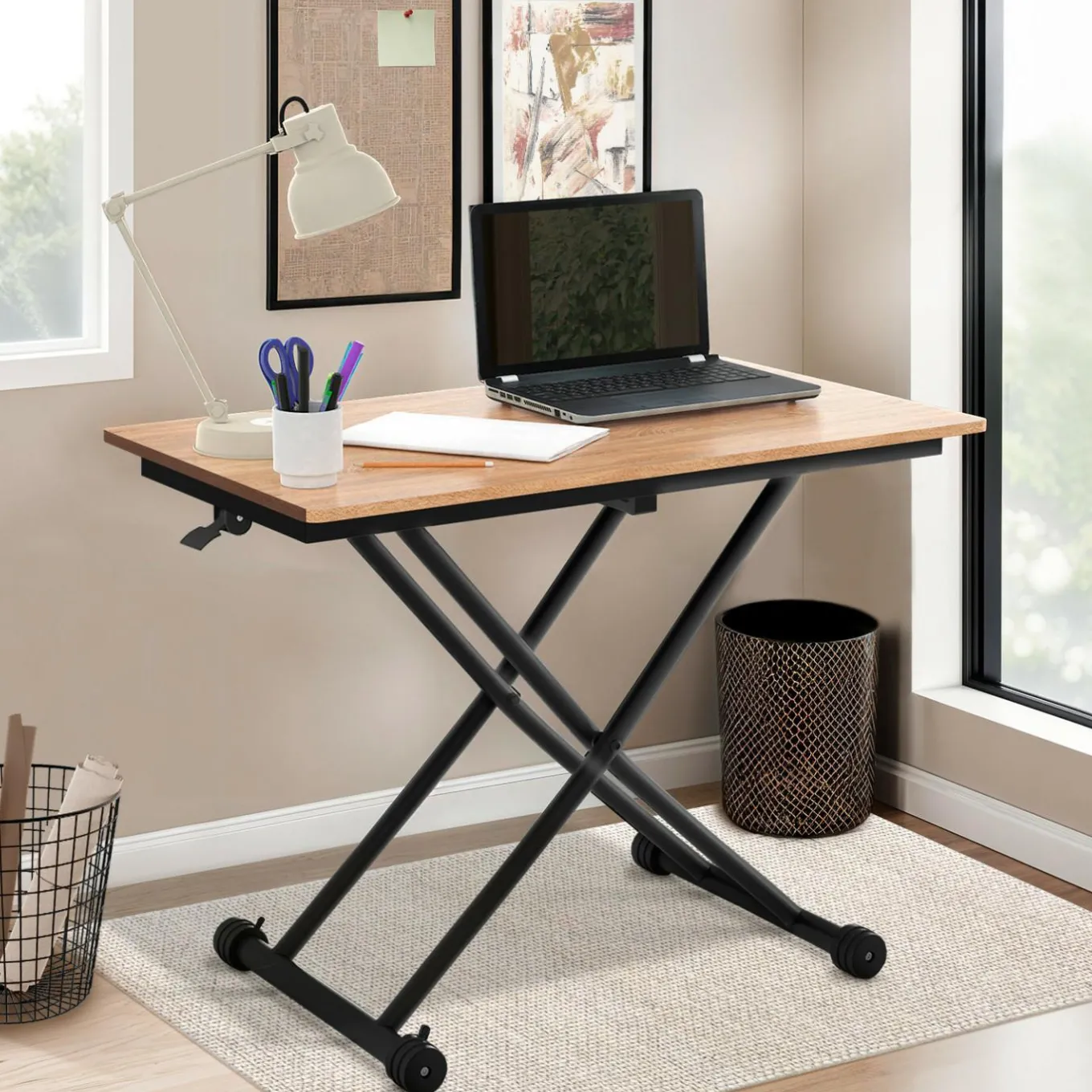 IDMarket Table basse relevable en table à manger industrielle* Salon Complet|Tables Basses