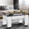 IDMarket Table basse relevable rectangulaire bois blanc et imitation hêtre* Collection Design|Salon Complet