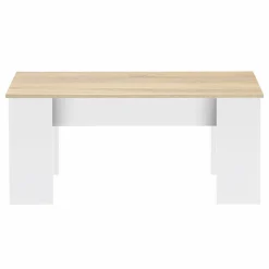 IDMarket Table basse relevable rectangulaire bois blanc et imitation hêtre* Collection Design|Salon Complet