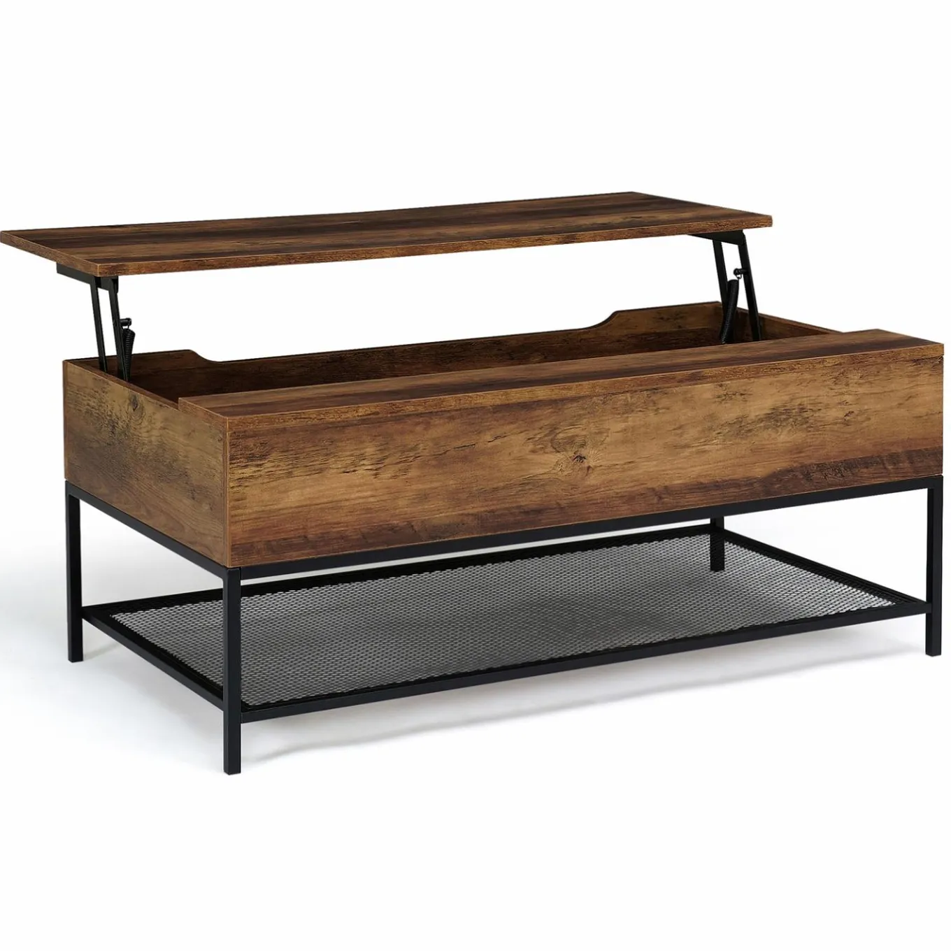 IDMarket Table basse relevable style industriel effet bois vieilli* Meubles Bas|Collection Industrielle