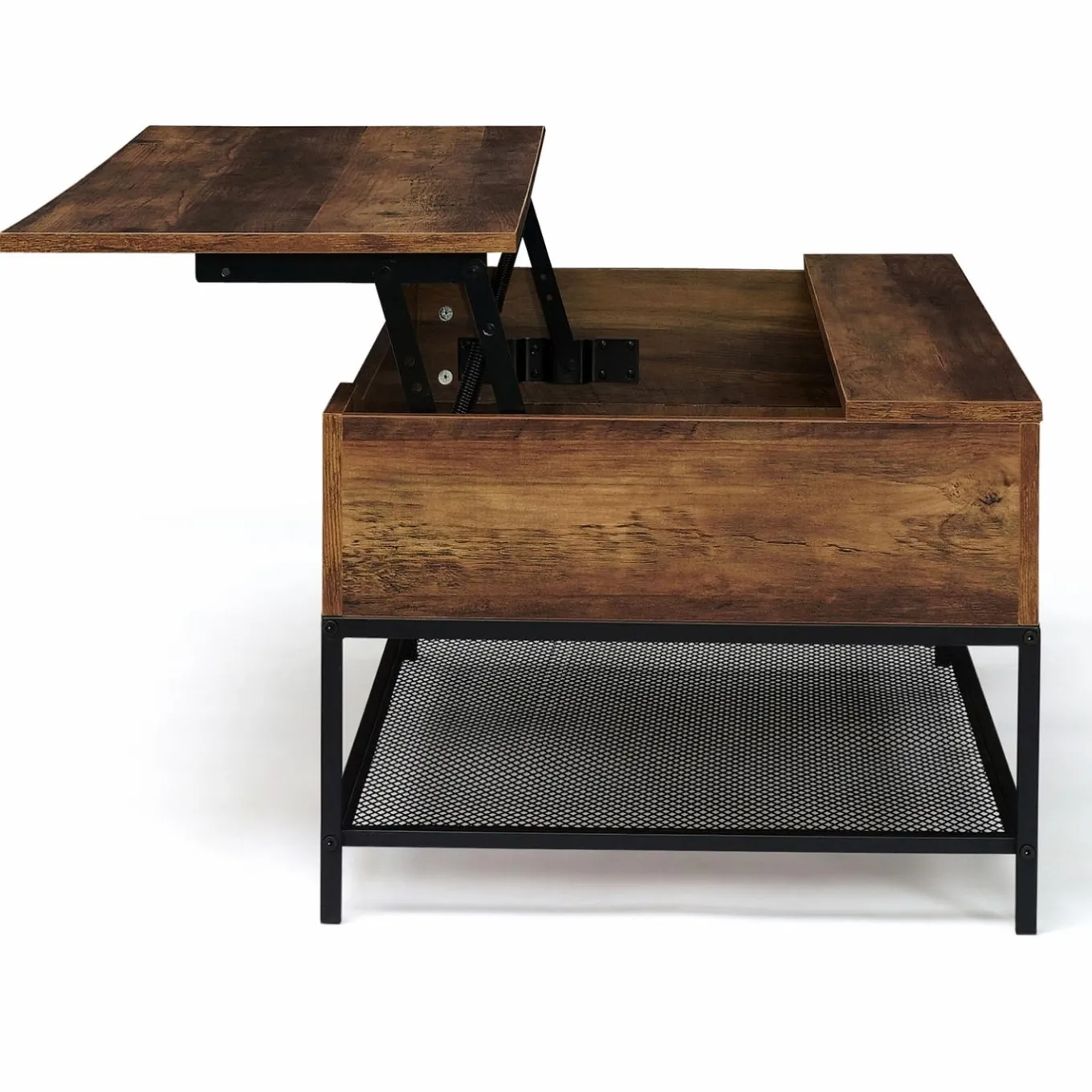 IDMarket Table basse relevable style industriel effet bois vieilli* Meubles Bas|Collection Industrielle