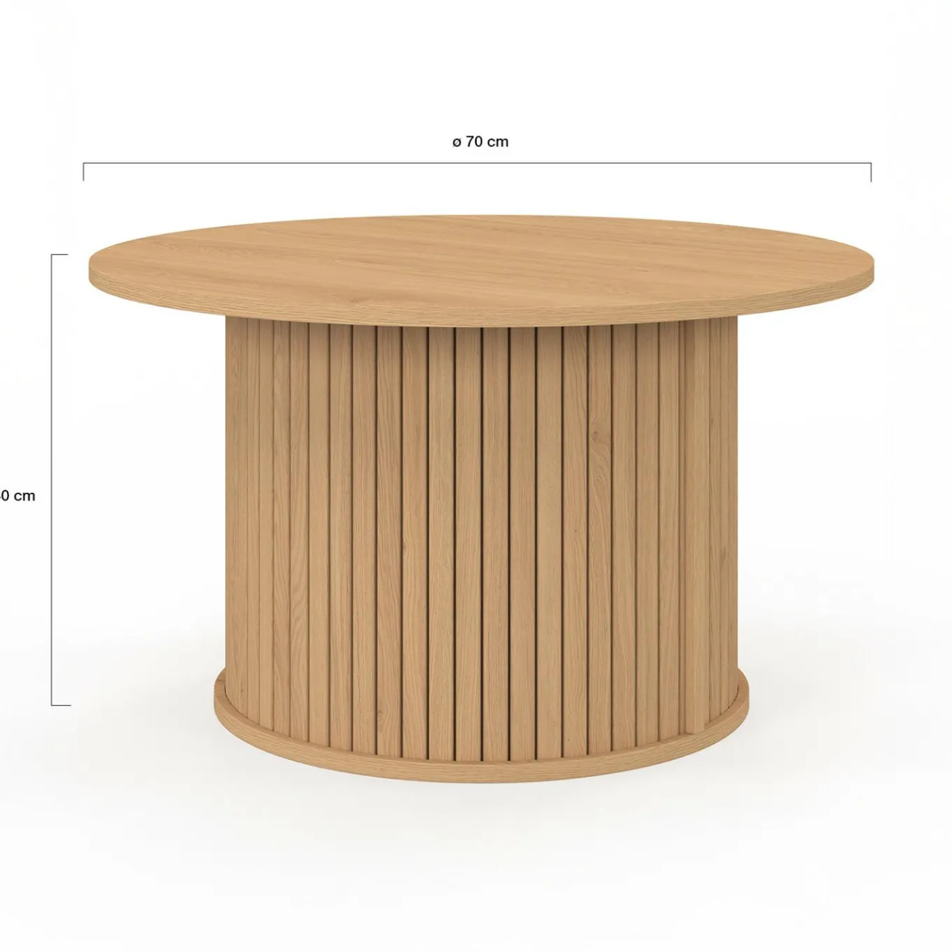 IDMarket Table basse ronde 70 cm lattes coloris chêne* Tables Basses|Collection Moderne