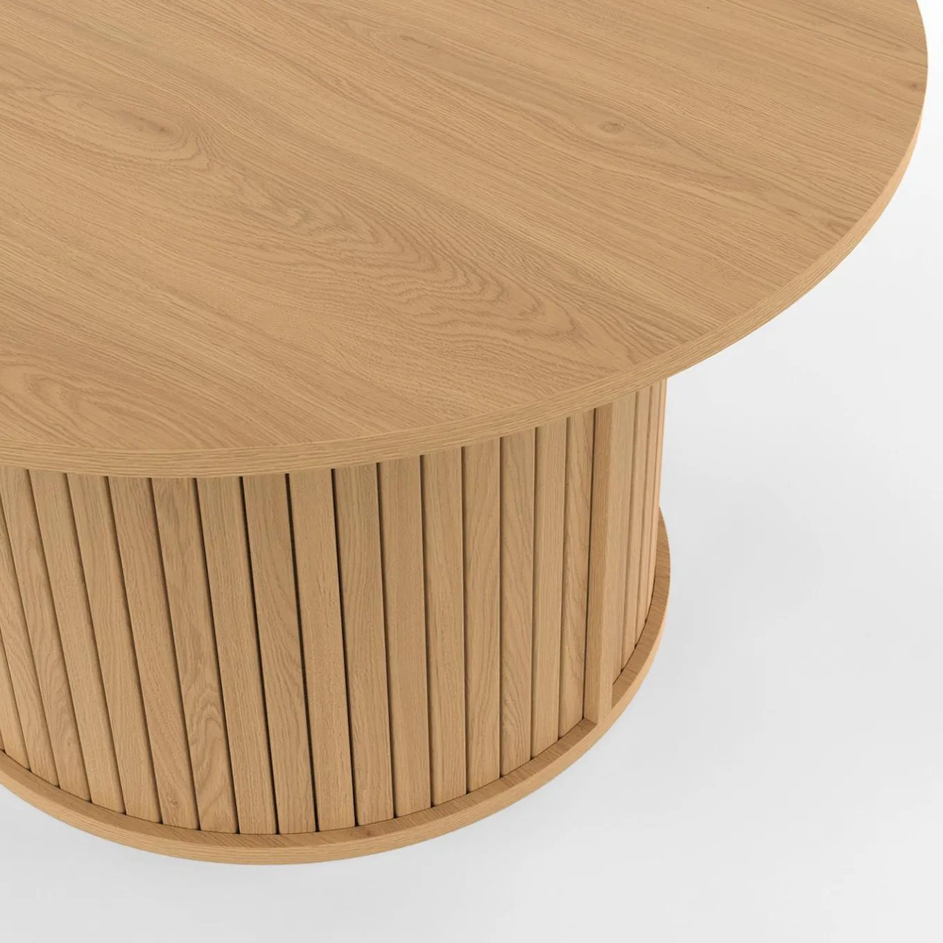 IDMarket Table basse ronde 70 cm lattes coloris chêne* Tables Basses|Collection Moderne