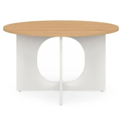 IDMarket Table basse ronde 70 cm pied arc blanc* Collection Contemporaine|Collection Moderne