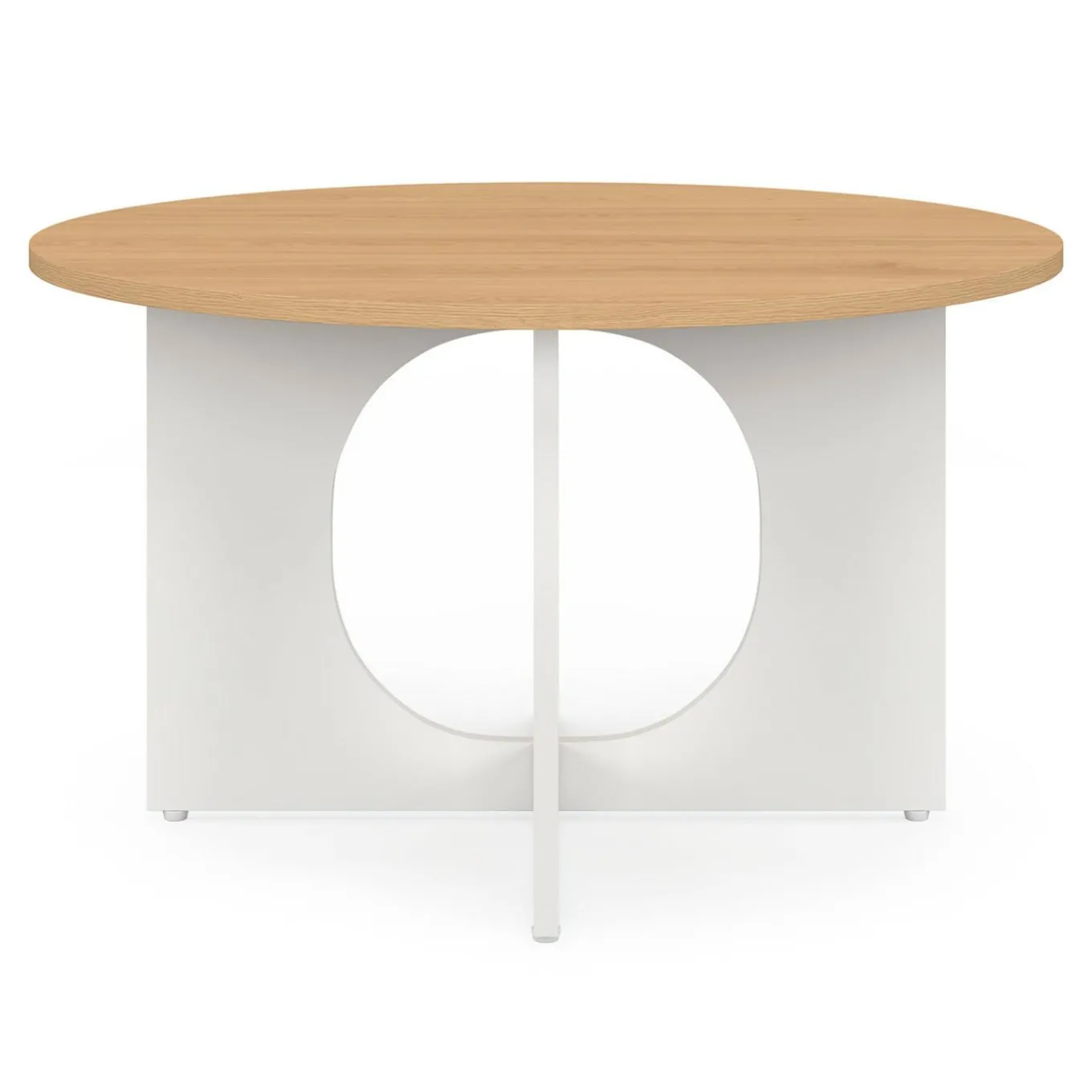 IDMarket Table basse ronde 70 cm pied arc blanc* Collection Contemporaine|Collection Moderne