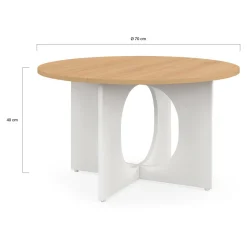 IDMarket Table basse ronde 70 cm pied arc blanc* Collection Contemporaine|Collection Moderne
