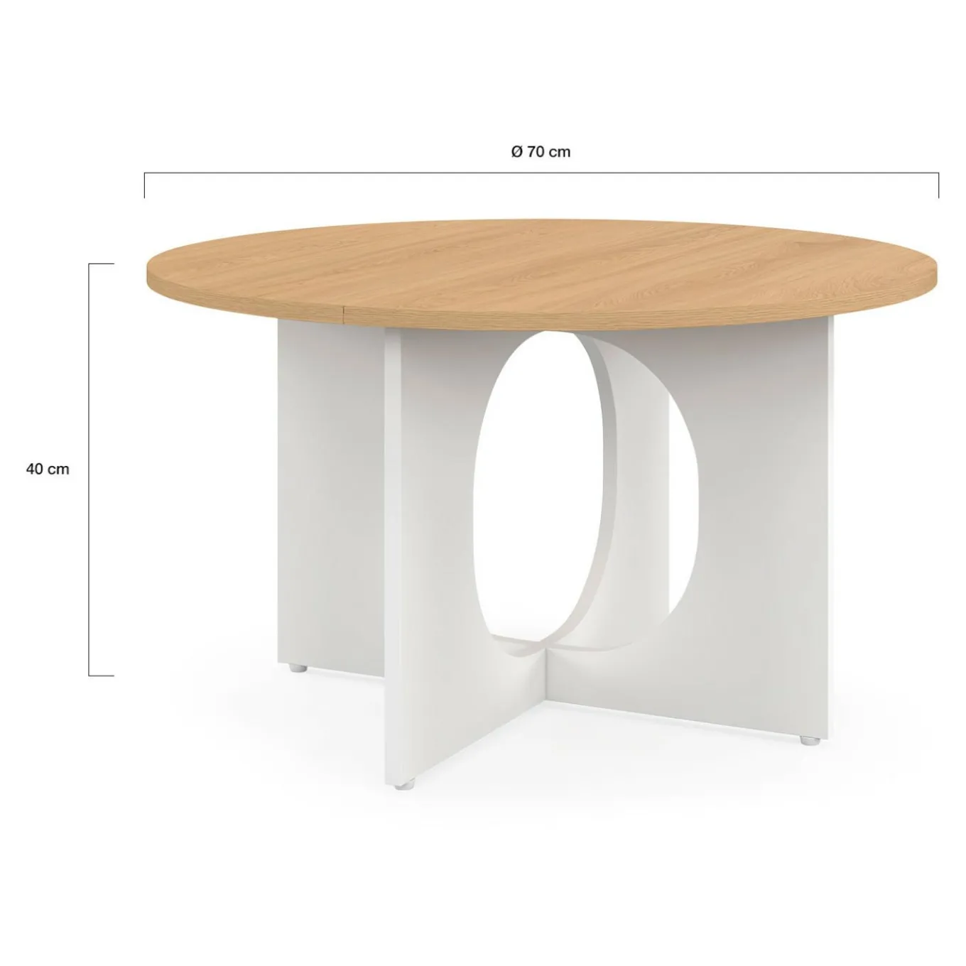 IDMarket Table basse ronde 70 cm pied arc blanc* Collection Contemporaine|Collection Moderne