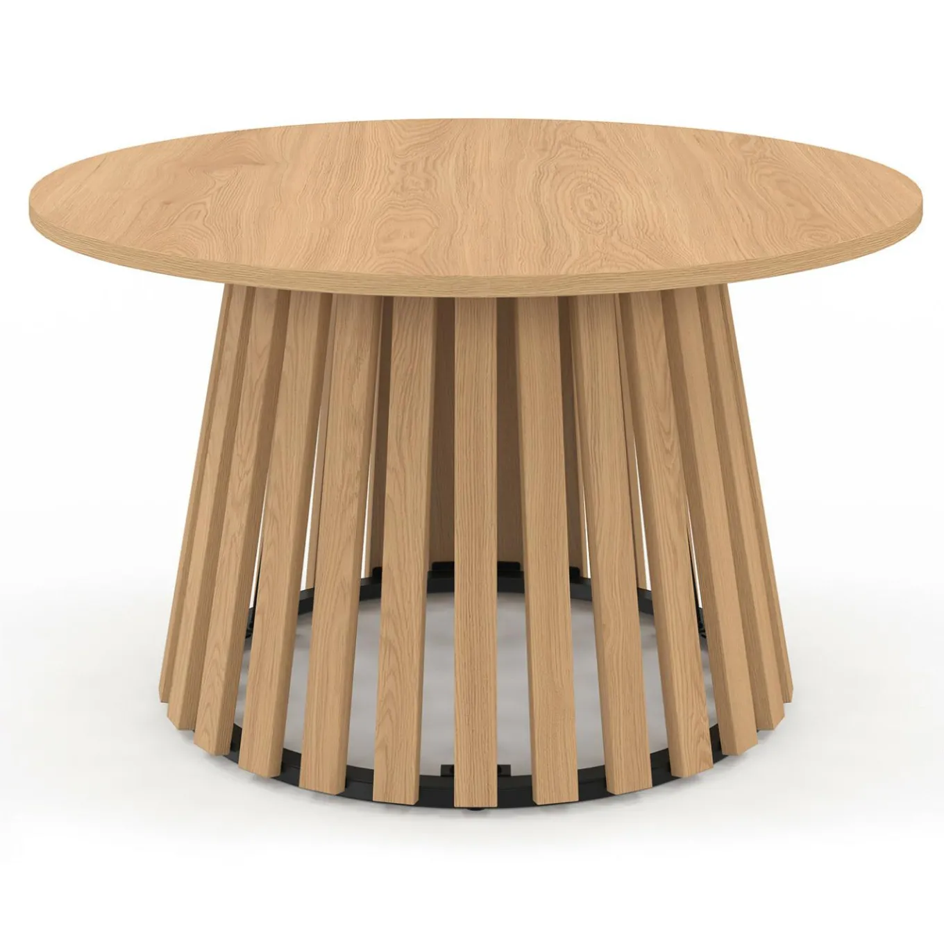 IDMarket Table basse ronde 70 cm pied bois en lattes et plateau bois* Collection Contemporaine|Tables Basses