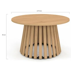 IDMarket Table basse ronde 70 cm pied bois en lattes et plateau bois* Collection Contemporaine|Tables Basses