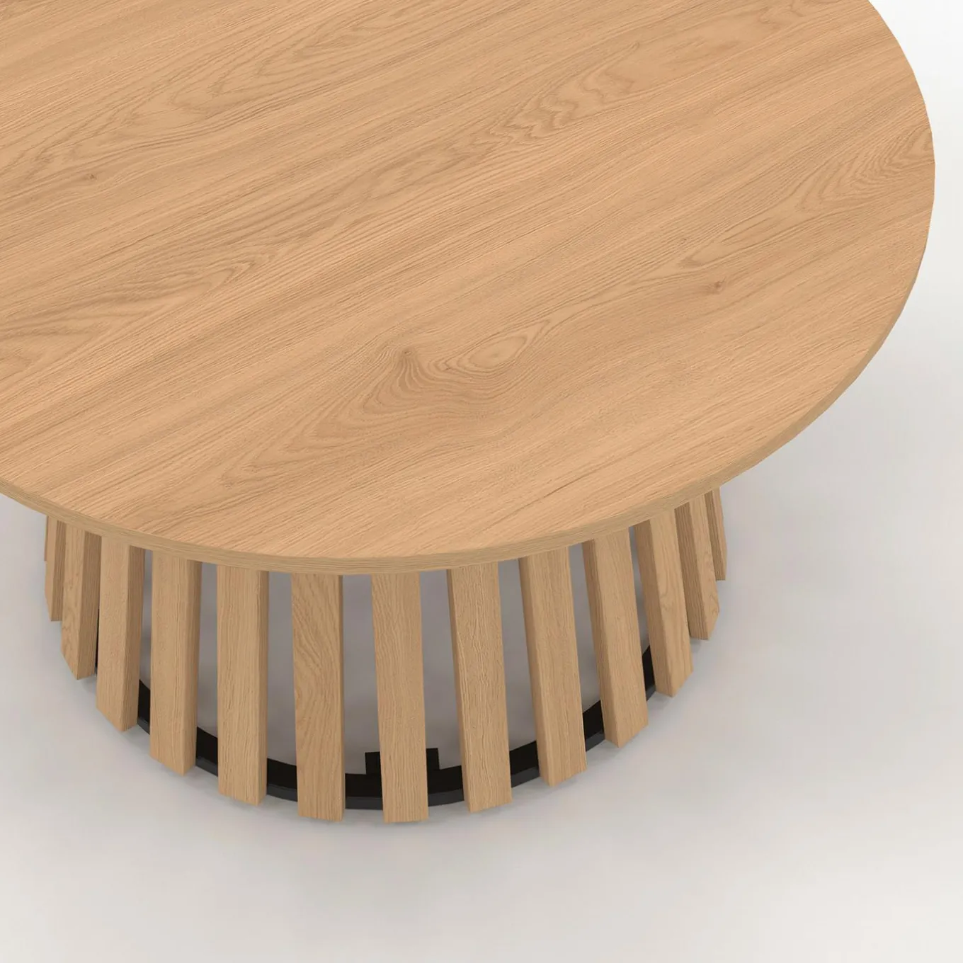 IDMarket Table basse ronde 70 cm pied bois en lattes et plateau bois* Collection Contemporaine|Tables Basses
