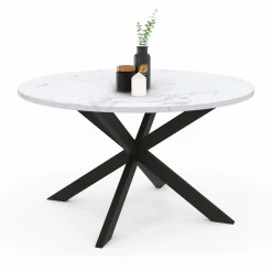 IDMarket Table basse ronde avec plateau effet marbre blanc 70 cm* Meubles Bas|Collection Moderne