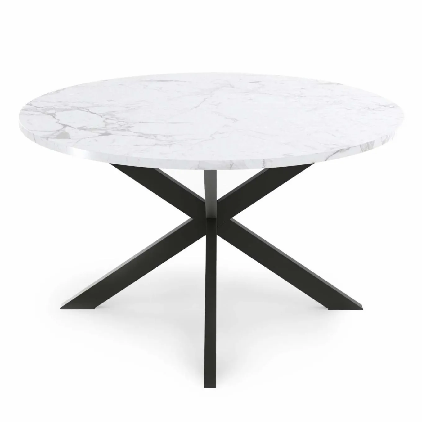 IDMarket Table basse ronde avec plateau effet marbre blanc 70 cm* Meubles Bas|Collection Moderne