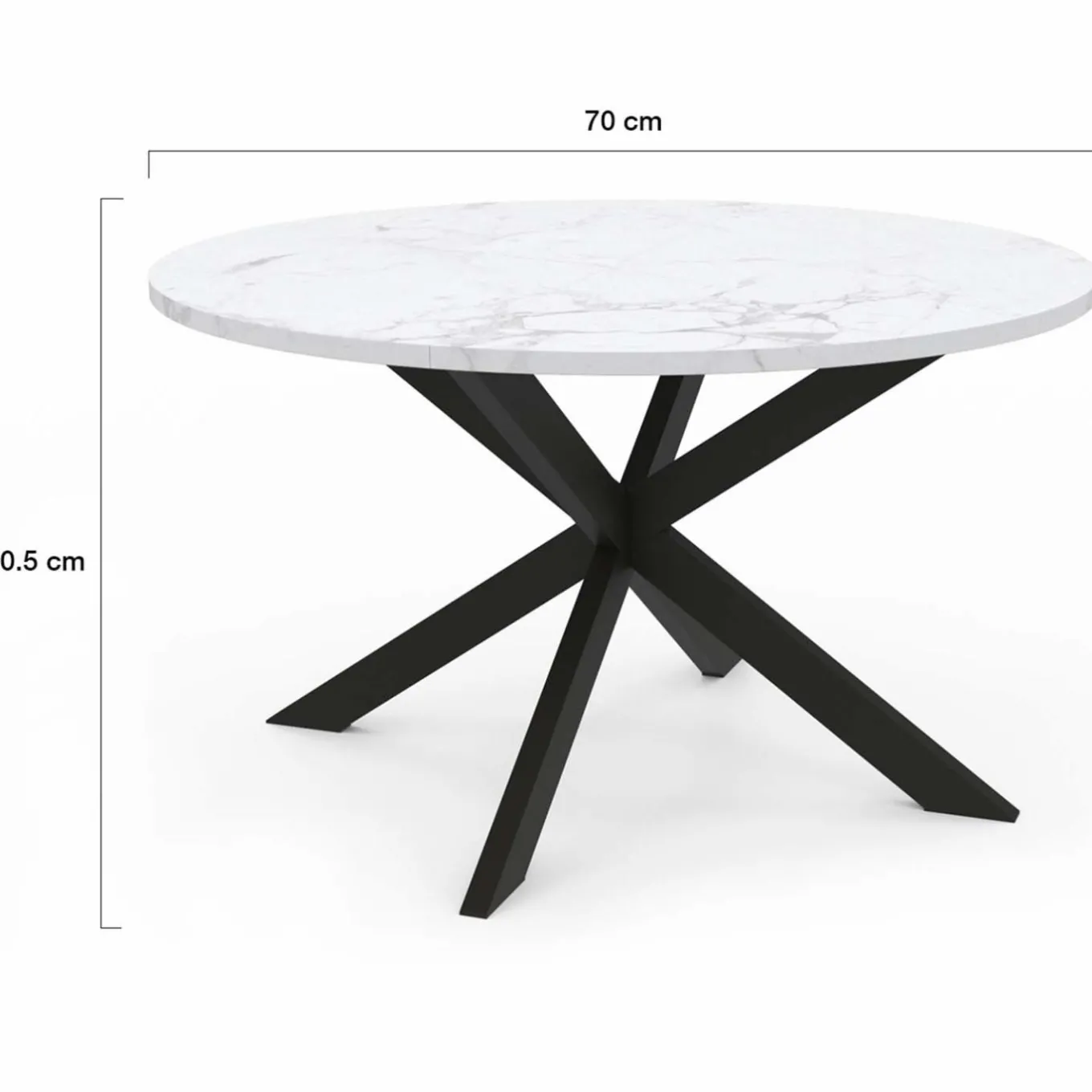 IDMarket Table basse ronde avec plateau effet marbre blanc 70 cm* Meubles Bas|Collection Moderne