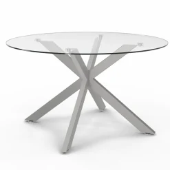 IDMarket Table basse ronde avec plateau verre et pied acier effet chromé* Tables Basses|Salon Complet