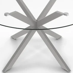 IDMarket Table basse ronde avec plateau verre et pied acier effet chromé* Tables Basses|Salon Complet