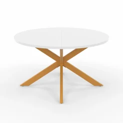 IDMarket Table basse ronde blanche et bois 70 cm pied araignée* Salon Complet|Tables Basses