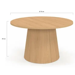 IDMarket Table basse ronde bois effet hêtre 70 cm pied central* Meubles En Bois|Tables Basses