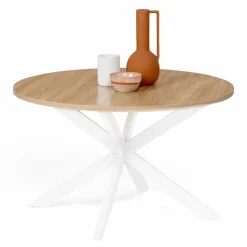 IDMarket Table basse ronde bois et blanche industrielle* Meubles Bas|Collection Moderne