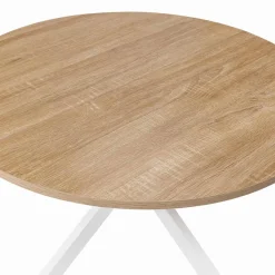 IDMarket Table basse ronde bois et blanche industrielle* Meubles Bas|Collection Moderne