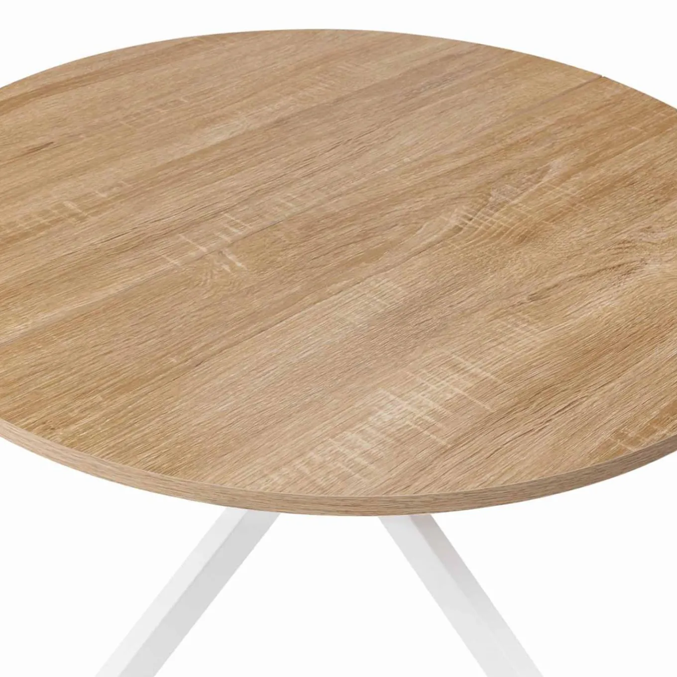 IDMarket Table basse ronde bois et blanche industrielle* Meubles Bas|Collection Moderne