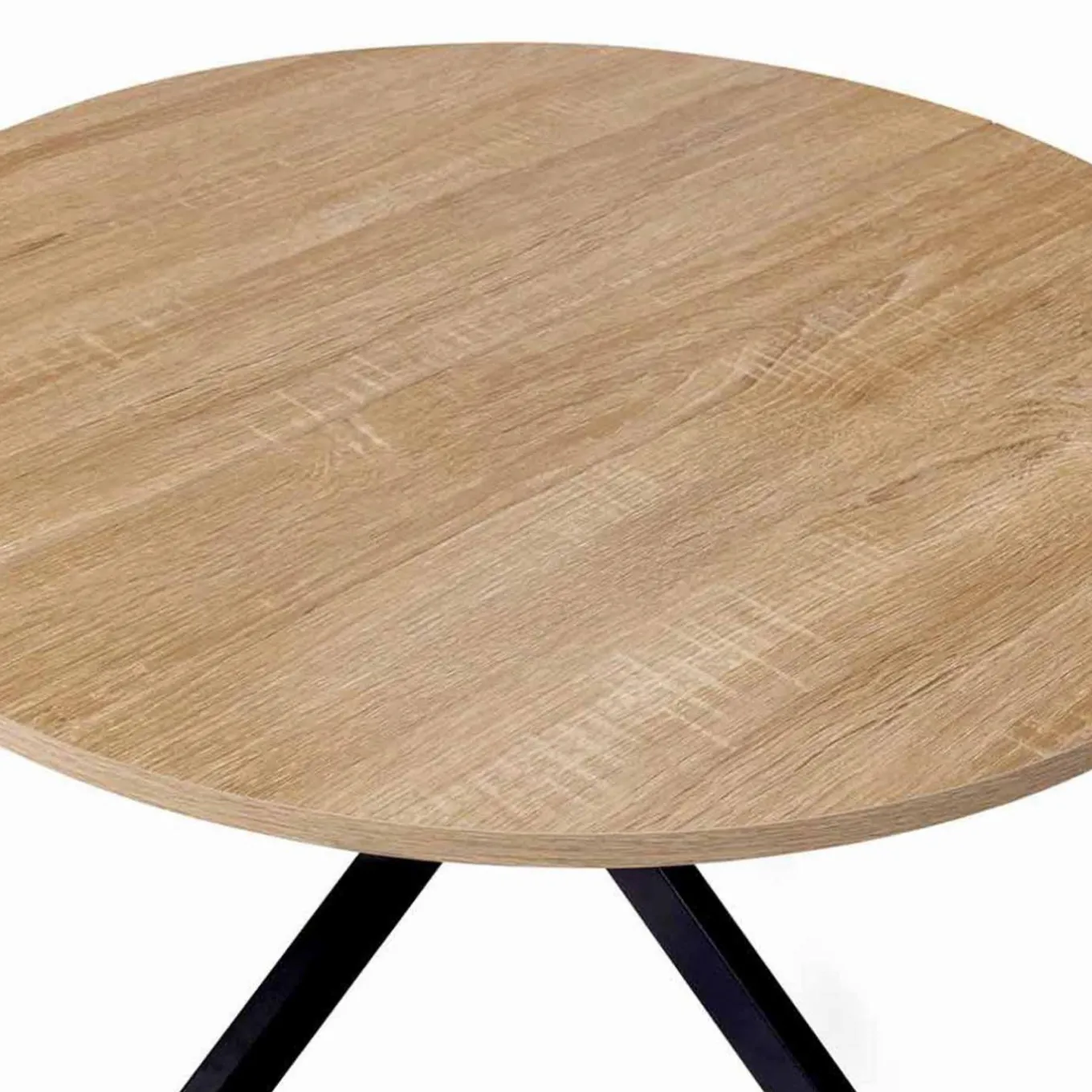 IDMarket Table basse ronde bois et noir pied araignée* Meubles Bas|Collection Industrielle