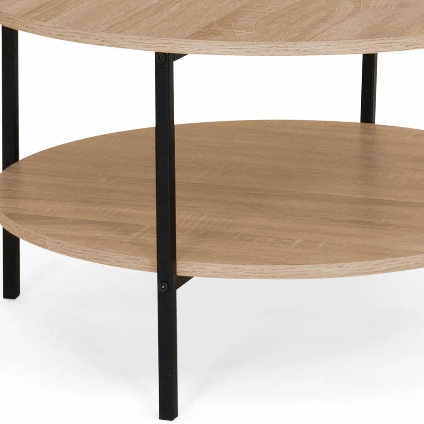 IDMarket Table basse ronde double plateau style industriel 70 cm* Collection Industrielle|Salon Complet