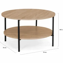 IDMarket Table basse ronde double plateau style industriel 70 cm* Collection Industrielle|Salon Complet