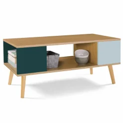IDMarket Table basse scandinave bois, vert clair et vert foncé* Collection Scandinave|Salon Complet