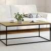 IDMarket Table basse style industriel bois et métal noir* Collection Industrielle|Salon Complet