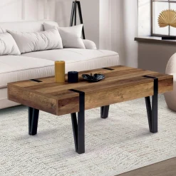 IDMarket Table basse style industriel 1 tiroir pied épingle* Meubles Tiroirs|Meubles En Bois