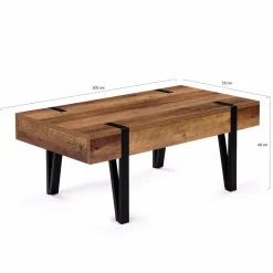 IDMarket Table basse style industriel 1 tiroir pied épingle* Meubles Tiroirs|Meubles En Bois