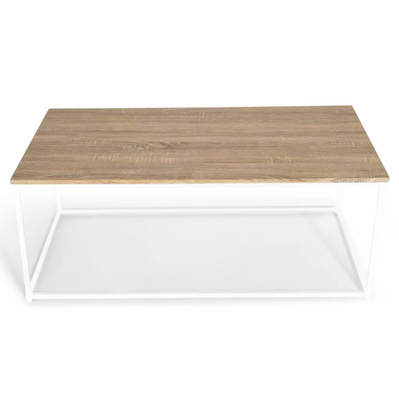 IDMarket Table basse style industriel bois et métal blanc* Collection Industrielle|Salon Complet