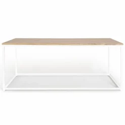 IDMarket Table basse style industriel bois et métal blanc* Collection Industrielle|Salon Complet