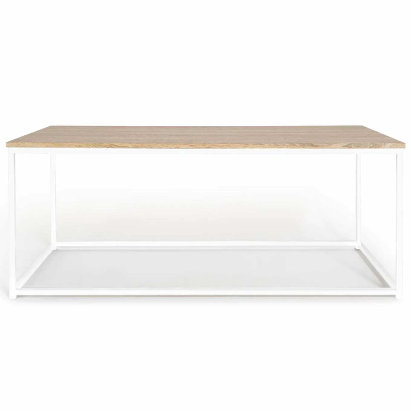 IDMarket Table basse style industriel bois et métal blanc* Collection Industrielle|Salon Complet