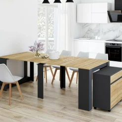 IDMarket Table buffet extensible 10 personnes 235 cm bois et noir* Meubles Noirs|Meubles En Bois