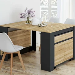 IDMarket Table buffet extensible 10 personnes 235 cm bois et noir* Meubles Noirs|Meubles En Bois