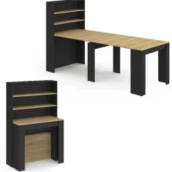 IDMarket Table buffet haut extensible 8 personnes bois et noir 235 cm* Tables|Buffets