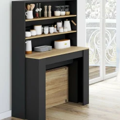 IDMarket Table buffet haut extensible 8 personnes bois et noir 235 cm* Tables|Buffets
