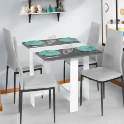 IDMarket Table console blanche et grise en bois* Meubles Blancs|Collection Contemporaine