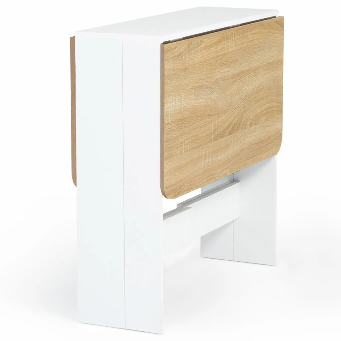 IDMarket Table console bois blanc et imitation hêtre* Meubles Blancs|Collection Contemporaine