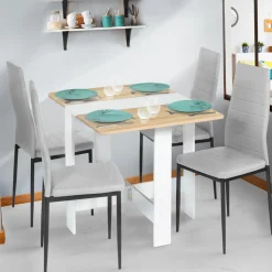 IDMarket Table console bois blanc et imitation hêtre* Meubles Blancs|Collection Contemporaine