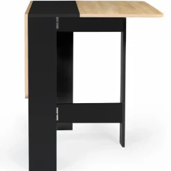 IDMarket Table console bois noir et imitation hêtre* Meubles Noirs|Collection Contemporaine