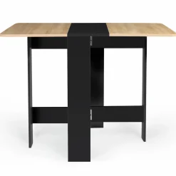 IDMarket Table console bois noir et imitation hêtre* Meubles Noirs|Collection Contemporaine