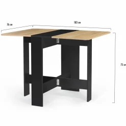 IDMarket Table console bois noir et imitation hêtre* Meubles Noirs|Collection Contemporaine