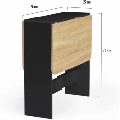 IDMarket Table console bois noir et imitation hêtre* Meubles Noirs|Collection Contemporaine