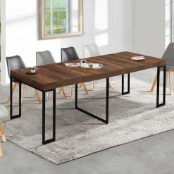 IDMarket Table console extensible bois foncé 10 personnes* Collection Industrielle|Consoles
