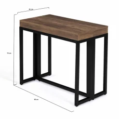 IDMarket Table console extensible bois foncé 10 personnes* Collection Industrielle|Consoles